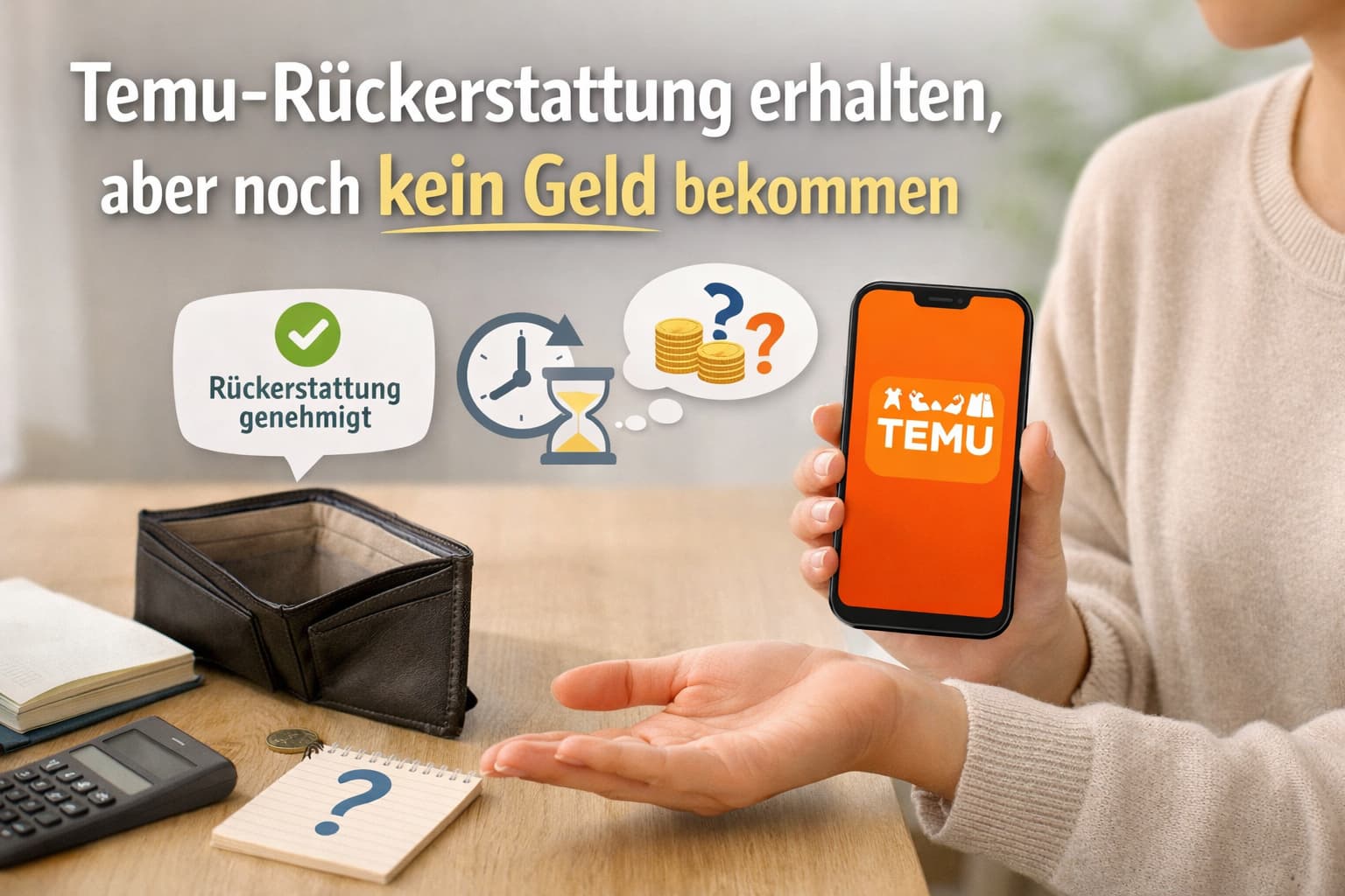Temu-Rückerstattung erhalten, aber noch kein Geld bekommen – was tun?