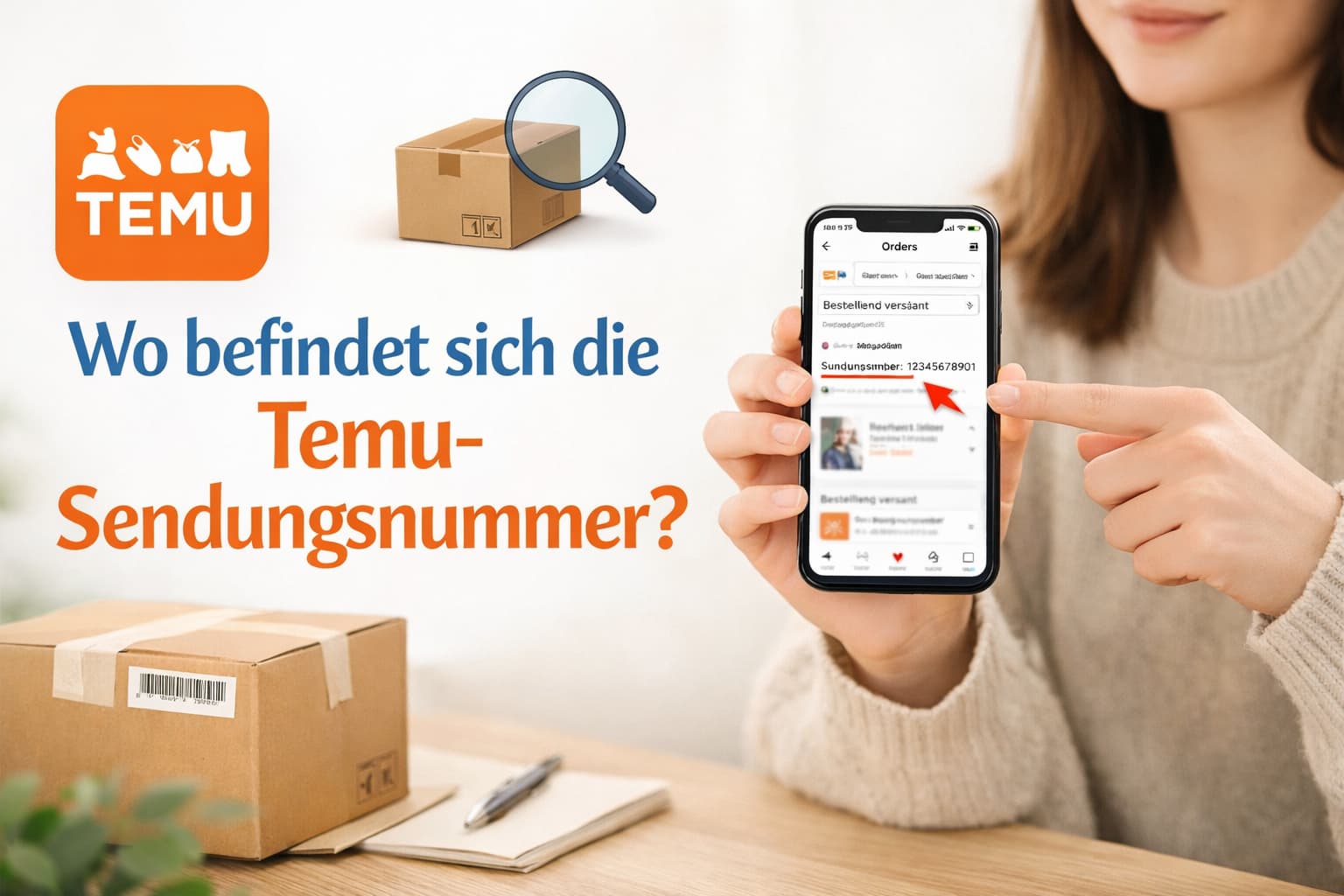 Wo befindet sich die Temu-Sendungsnummer im Bestellprozess